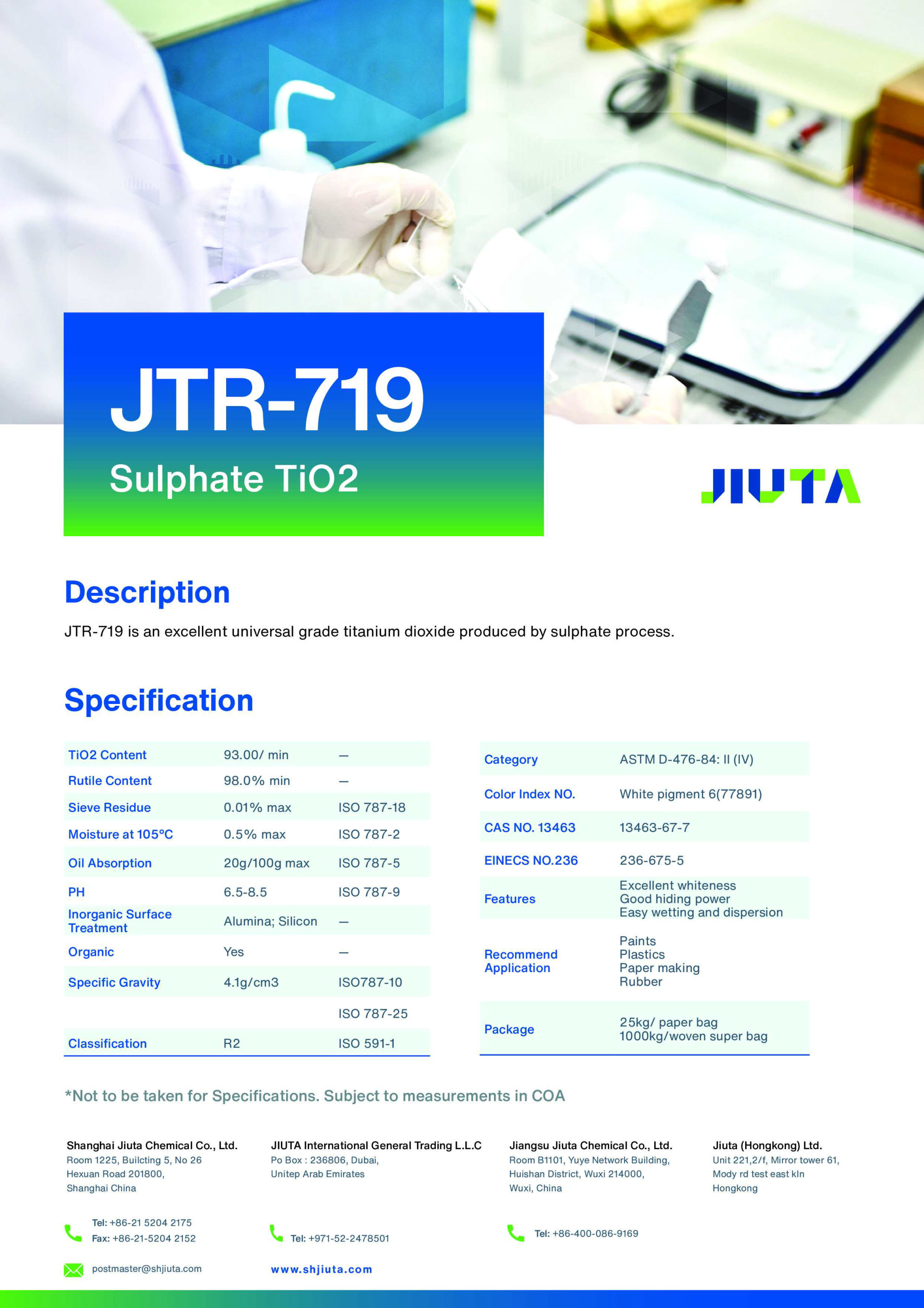 Rutile Titanium Dioxide JTR 719